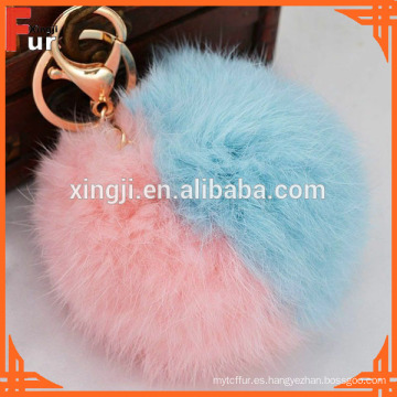 Piel de conejo Pom Pom Keychain